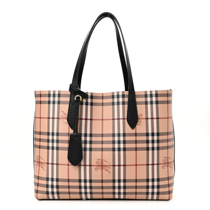 Burberry Grainy Calfskin Haymarket Check Medium Reversible Tote Black 2 of 19