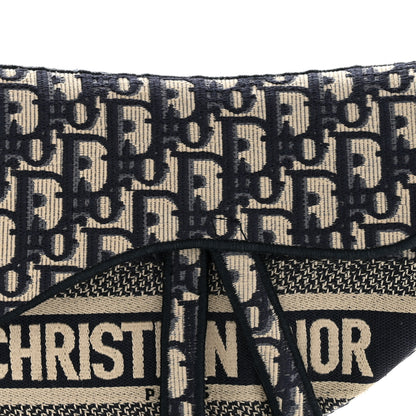 Christian Dior Oblique Embroidered Saddle Bag Blue 8 of 14