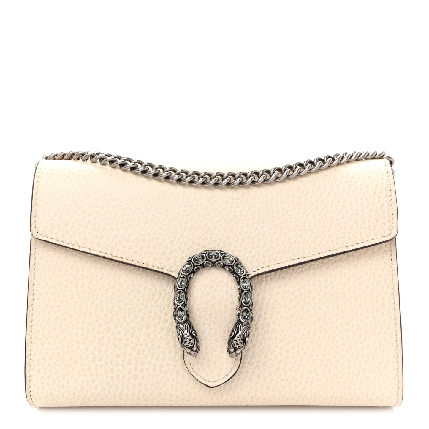 Dollar Calfskin Mini Dionysus Chain Wallet Mystic White