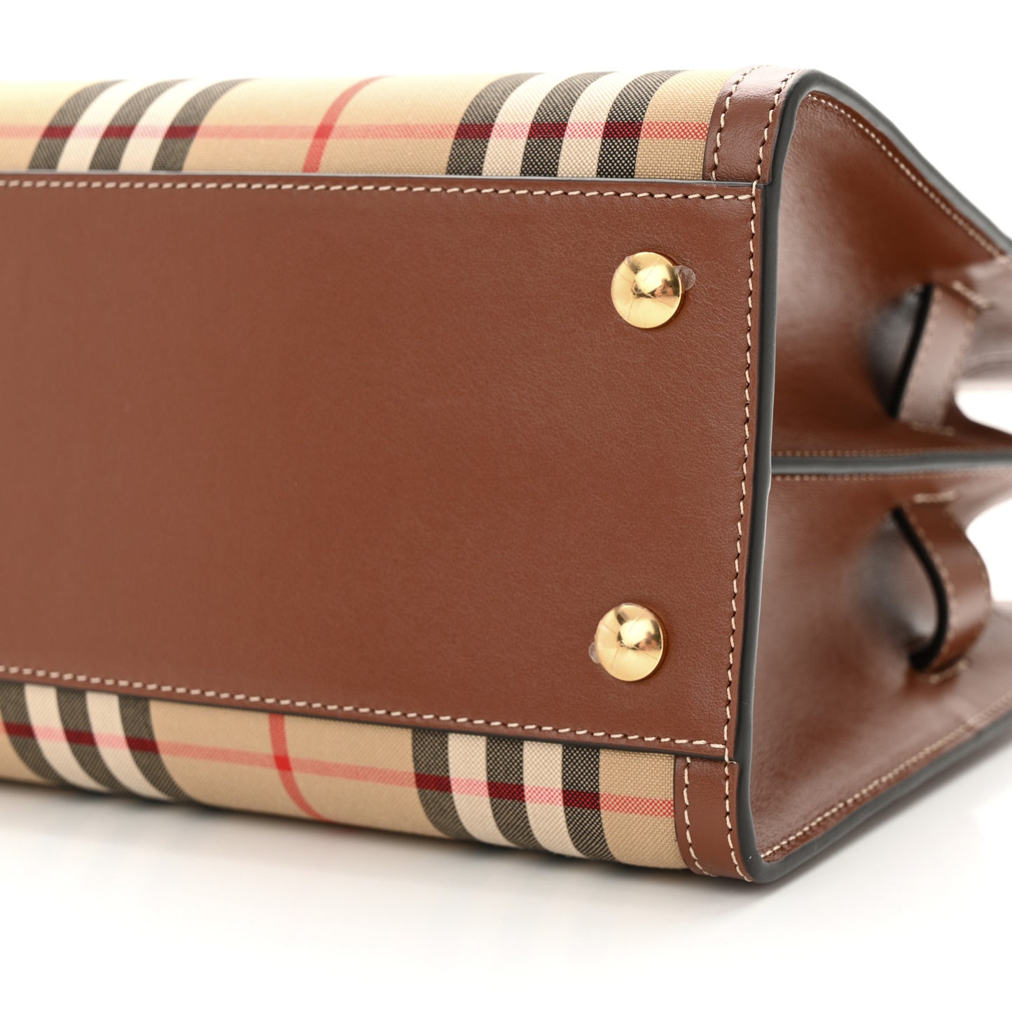 Calfskin Vintage Check Mini Two Handle Title Bag Archive Beige