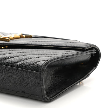 Saint Laurent Grain De Poudre Matelasse Chevron Medium Monogram Satchel Black 11 of 19