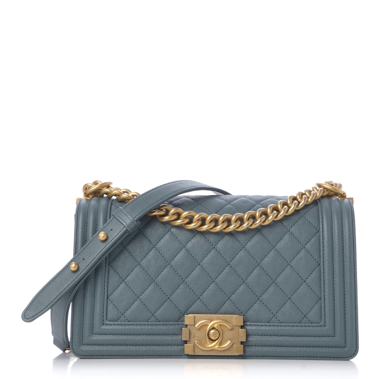 Chanel Caviar Quilted Medium Boy Flap Blue 1 of 9