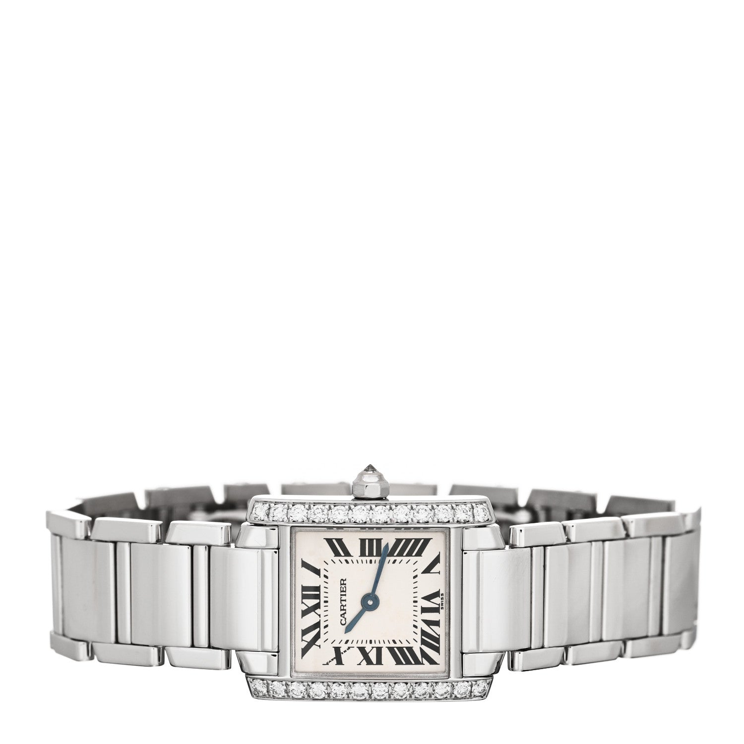 Cartier 18K White Gold Diamond Bezel 20mm Tank Francaise Quartz Watch 2 of 4