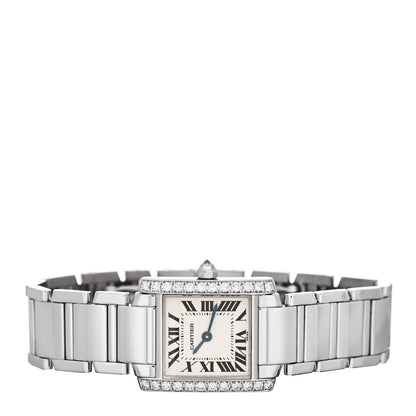 Cartier 18K White Gold Diamond Bezel 20mm Tank Francaise Quartz Watch 2 of 4