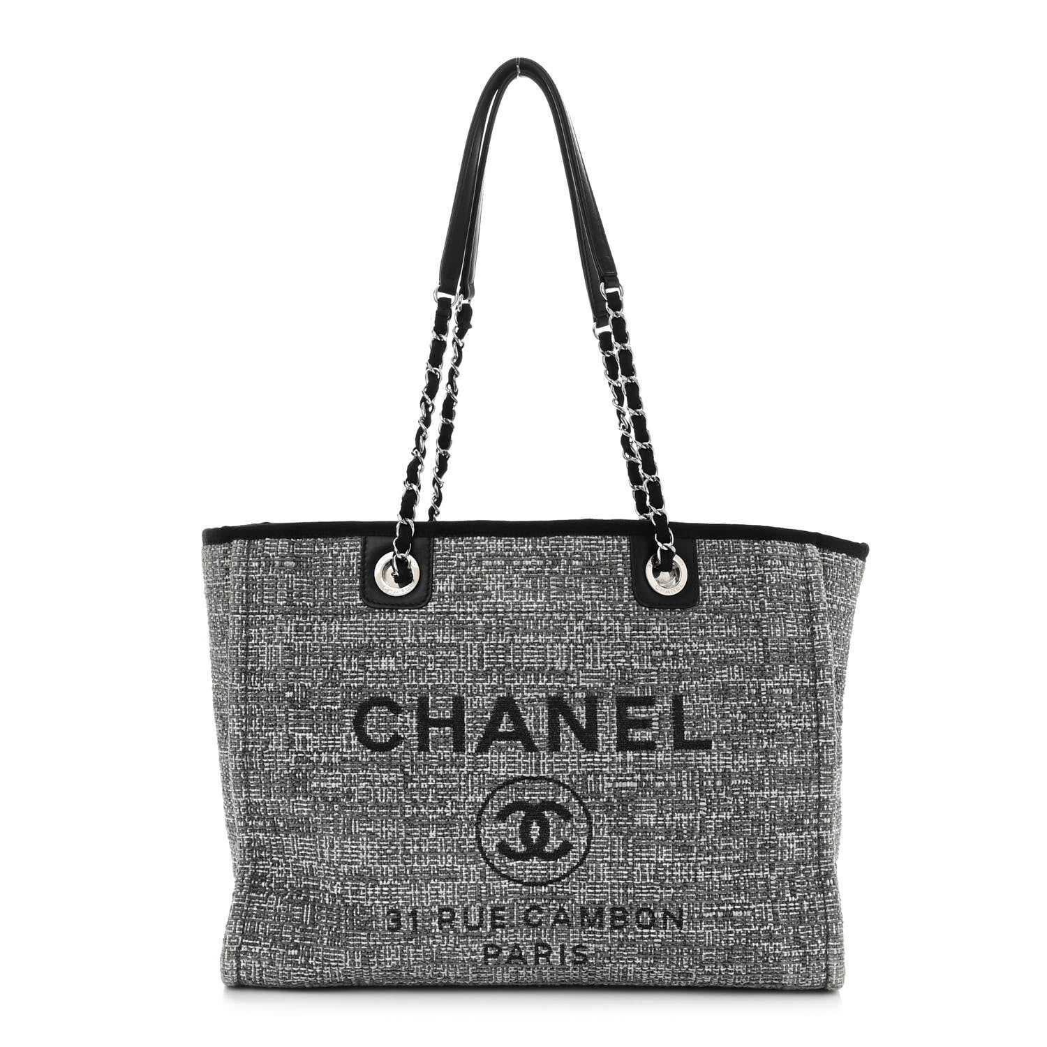 Chanel Canvas Small Deauville Tote Charcoal 1 of 9