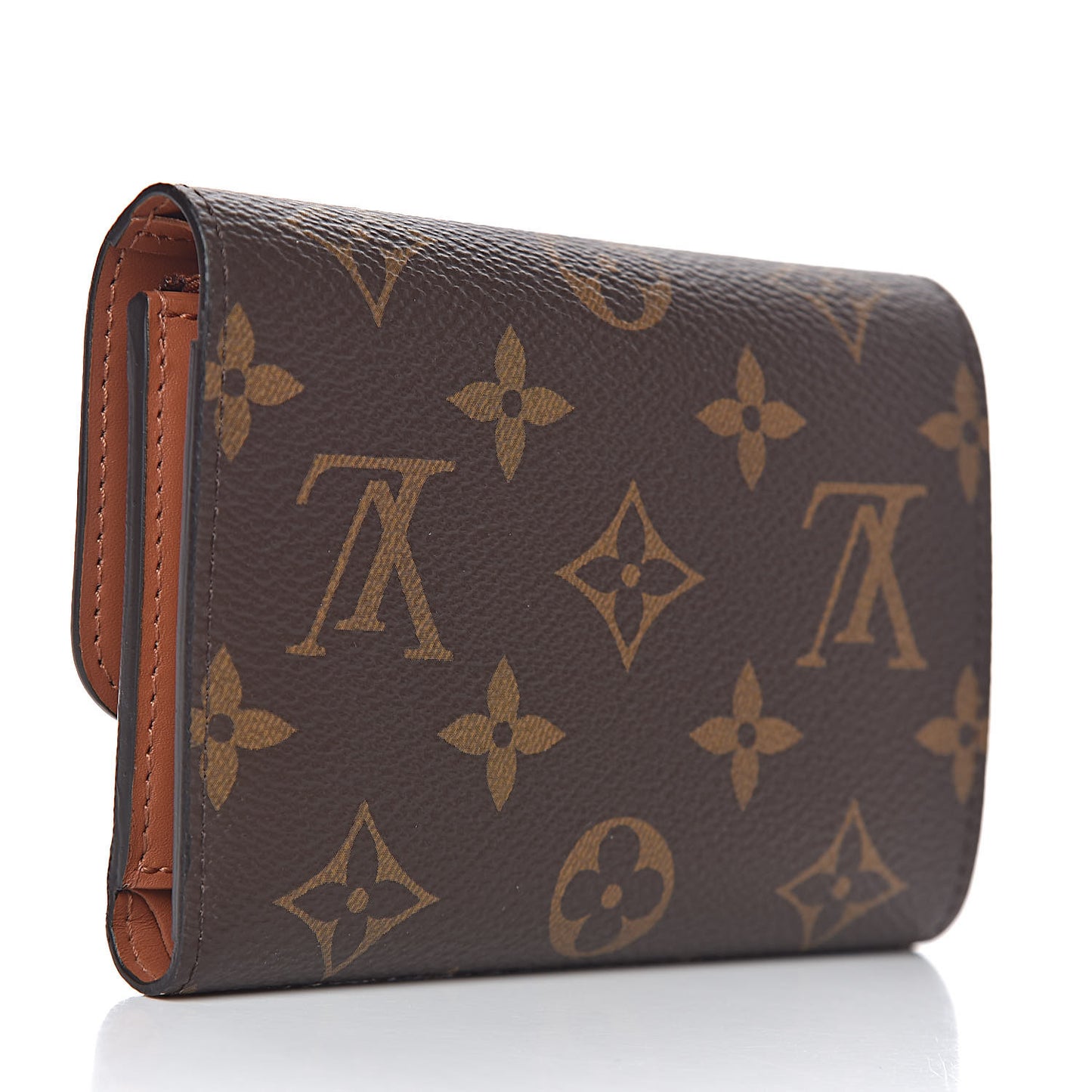 Monogram Flower Lock Compact Wallet Caramel