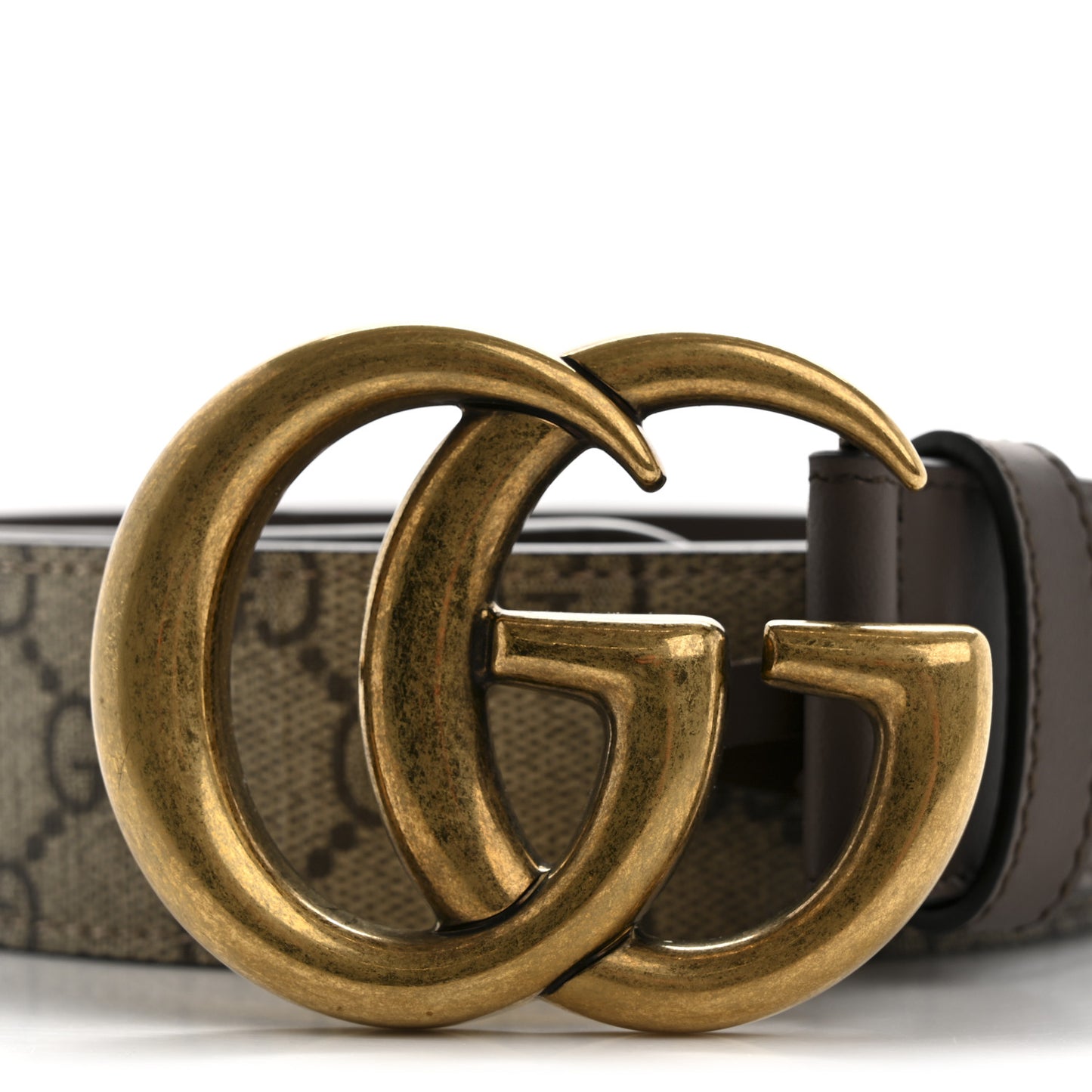 GG Supreme Monogram Matte Plutone Calfskin Double G 40mm Belt 80 32 Beige Ebony New Acero