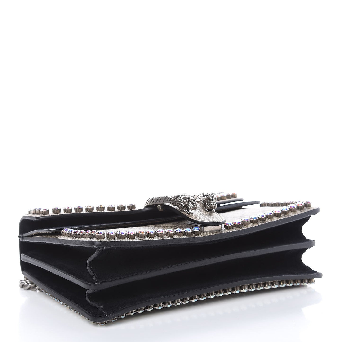 GG Supreme Monogram Crystal Small Dionysus Shoulder Bag Black