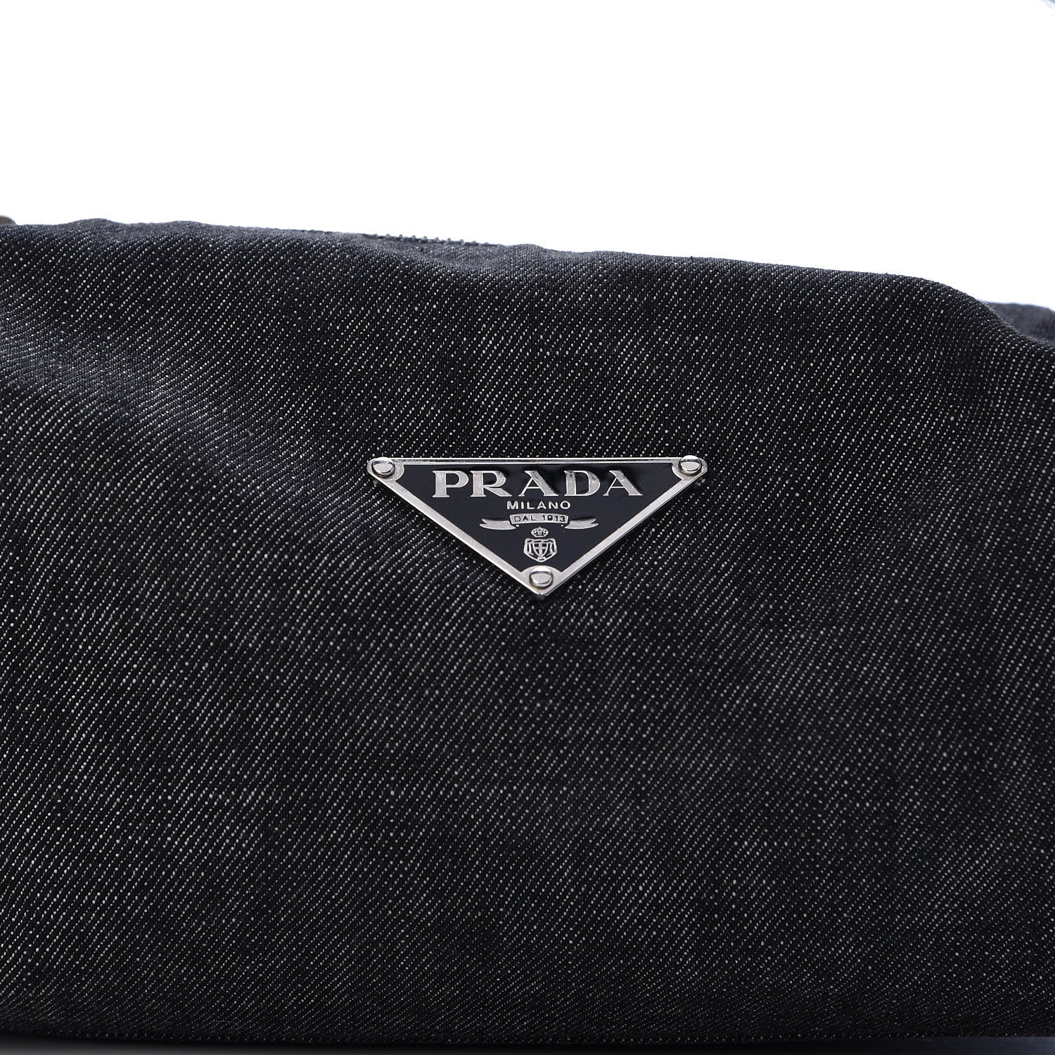 Prada Denim Shoulder Bag Blue 7 of 9