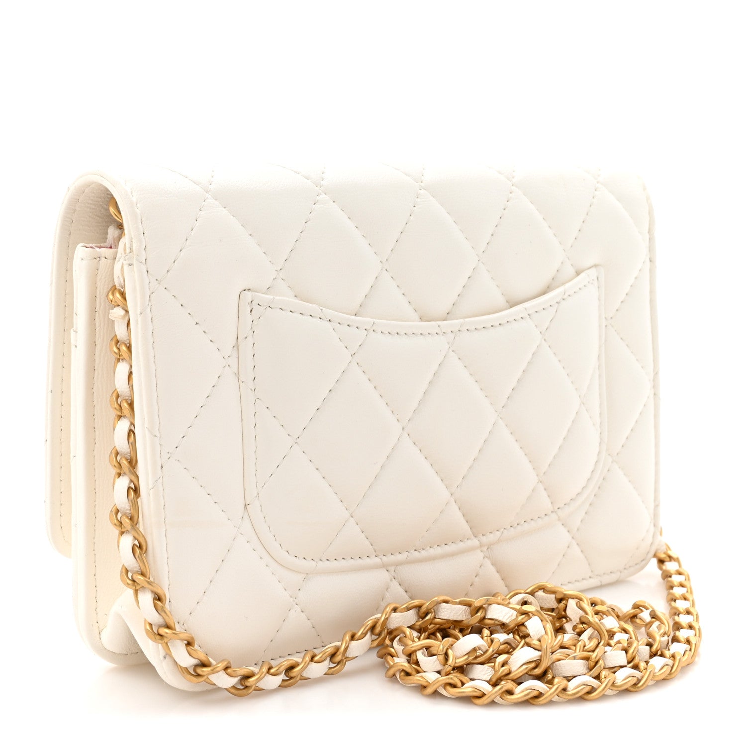 Chanel Lambskin Plexiglass Quilted Coco Love Wallet On Chain WOC White 3 of 13