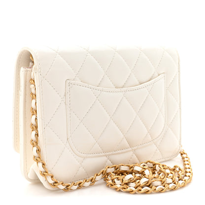 Chanel Lambskin Plexiglass Quilted Coco Love Wallet On Chain WOC White 3 of 13