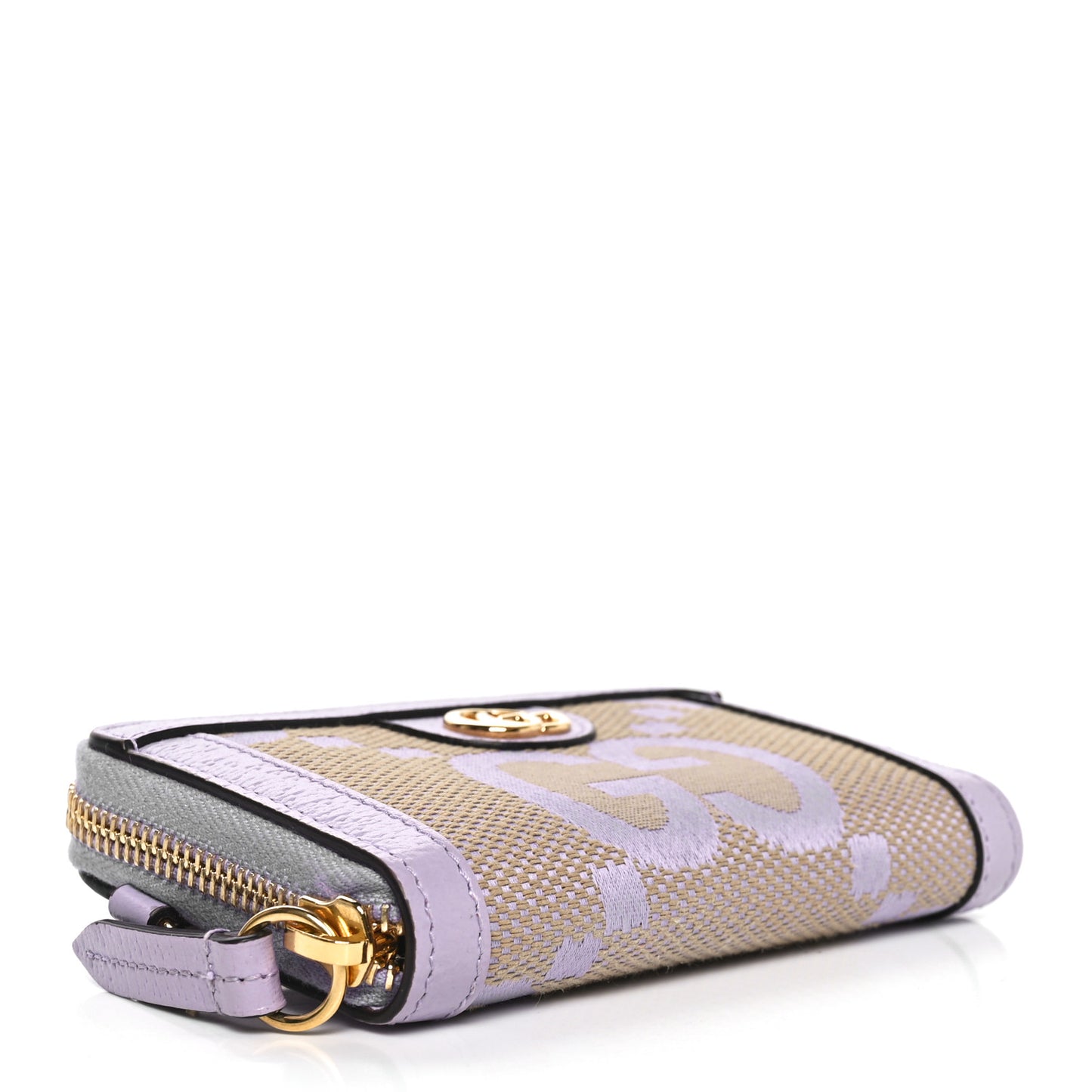Monogram Jumbo GG Textured Dollar Calfskin Ophidia Key Card Case Beige Lapis