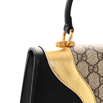 Gucci GG Supreme Monogram Small Osiride Top Handle Bag Black Gold 12 of 12