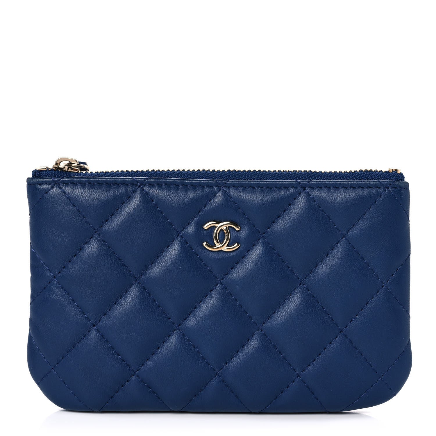 Chanel Lambskin Quilted Small Cosmetic Case Blue 1 of 11