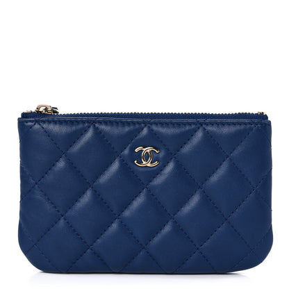Chanel Lambskin Quilted Small Cosmetic Case Blue 1 of 11