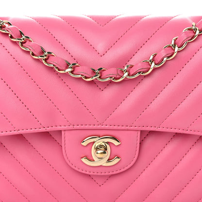 Chanel Lambskin Chevron Quilted Small Double Flap Pink 8 of 12