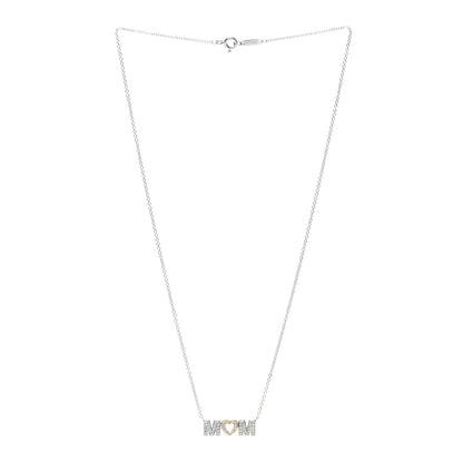 Tiffany 18K White Rose Gold Diamond MOM Pendant Necklace 3 of 6