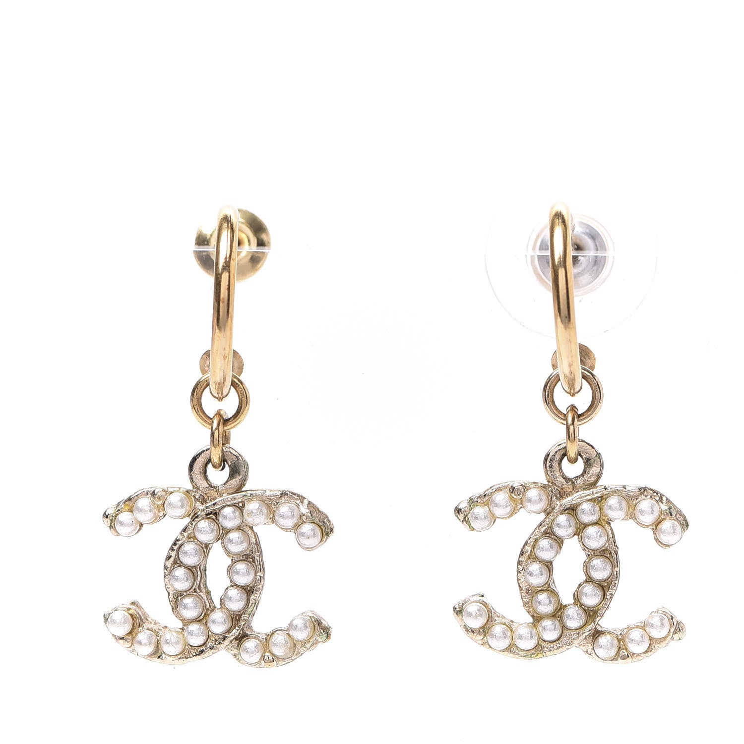 Chanel Pearl CC Dangle Earrings Gold 1 of 4