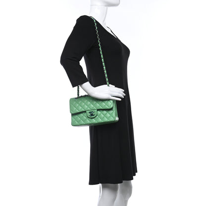 Chanel Lambskin Quilted Small Double Flap Green Blue 2 of 9