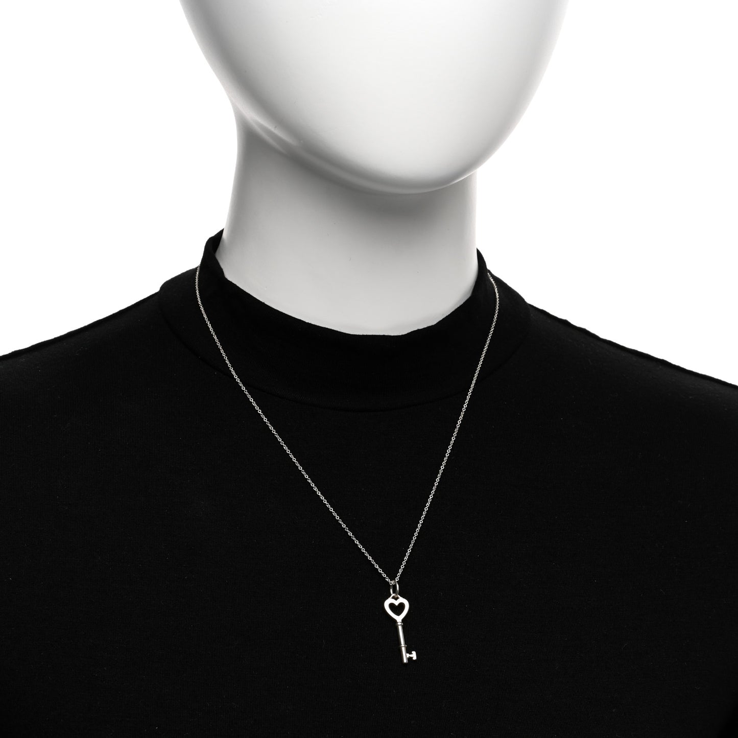 Sterling Silver Small Heart Key Pendant Necklace