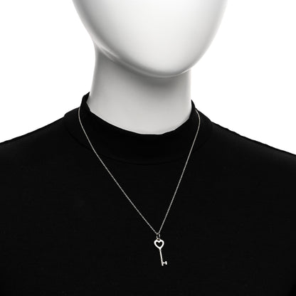 Tiffany Sterling Silver Small Heart Key Pendant Necklace 2 of 4