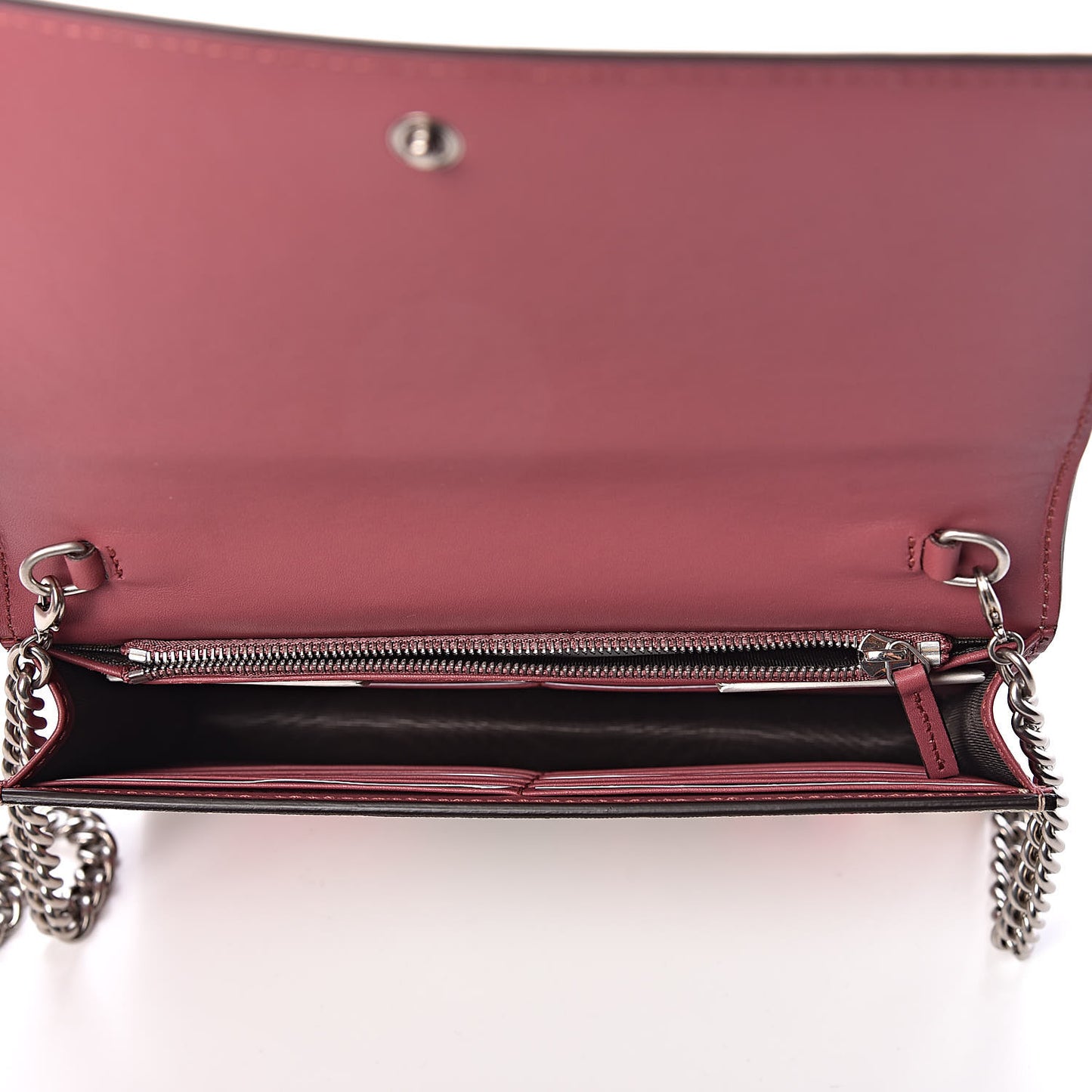 GG Supreme Monogram Blooms Chain Wallet Beige Multicolor Dry Rose