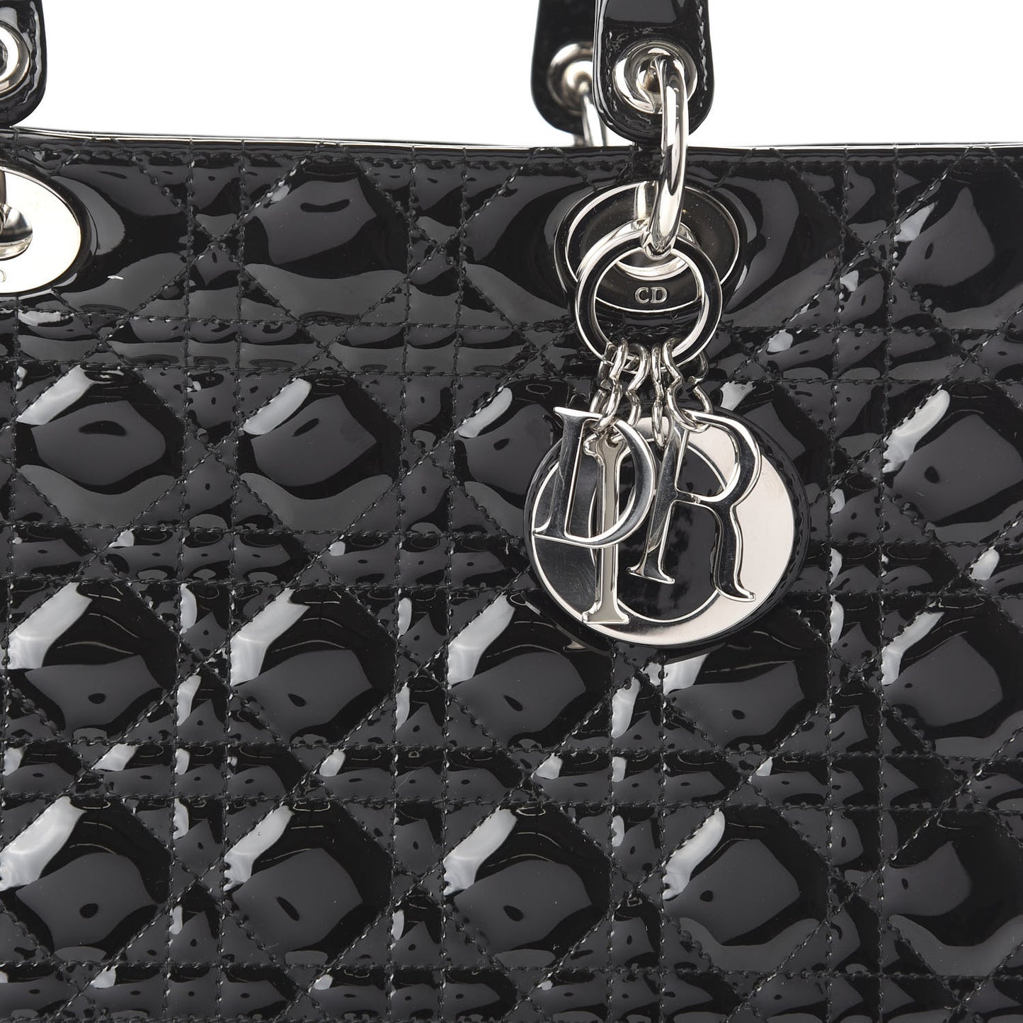 Patent Cannage Large Lady Dior Black