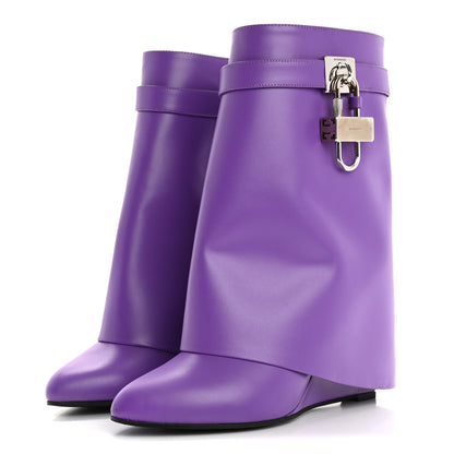 Givenchy Calfskin Shark Lock Ankle Boots 39 Ultraviolet 3 of 10