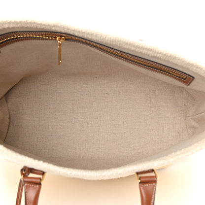 Celine Plein Soleil Textile Calfskin Horizontal Cabas Beige Yellow 5 of 10