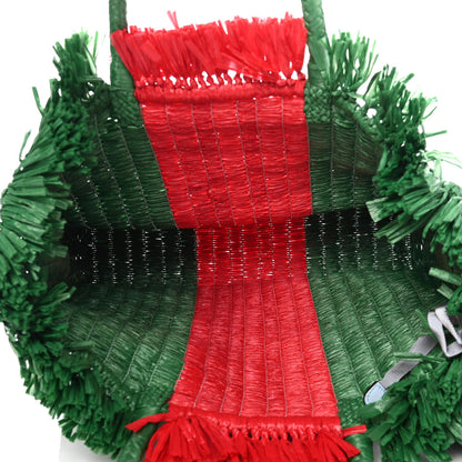 Gucci Raffia Linen Web Cestino Tote Bag Red Green 4 of 4