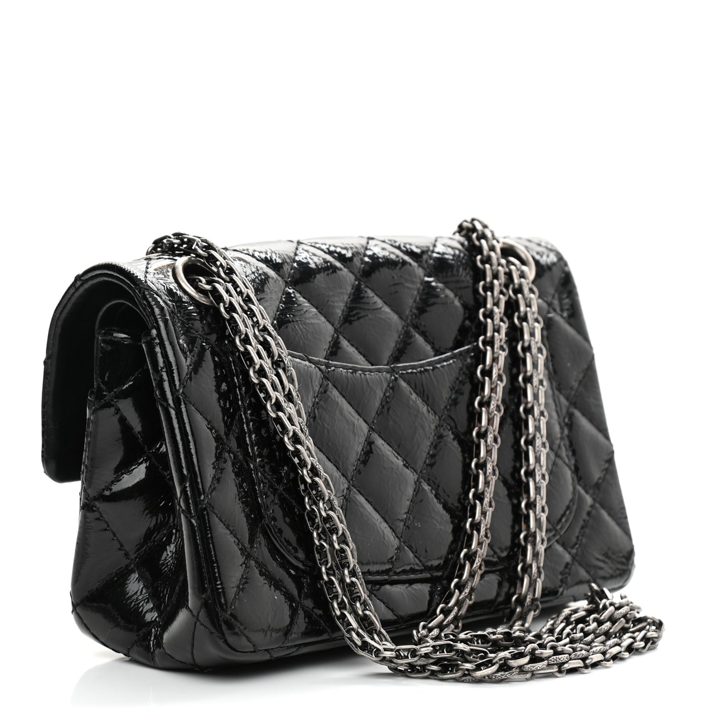Crinkled Patent Quilted 2.55 Reissue 224 Flap Black
