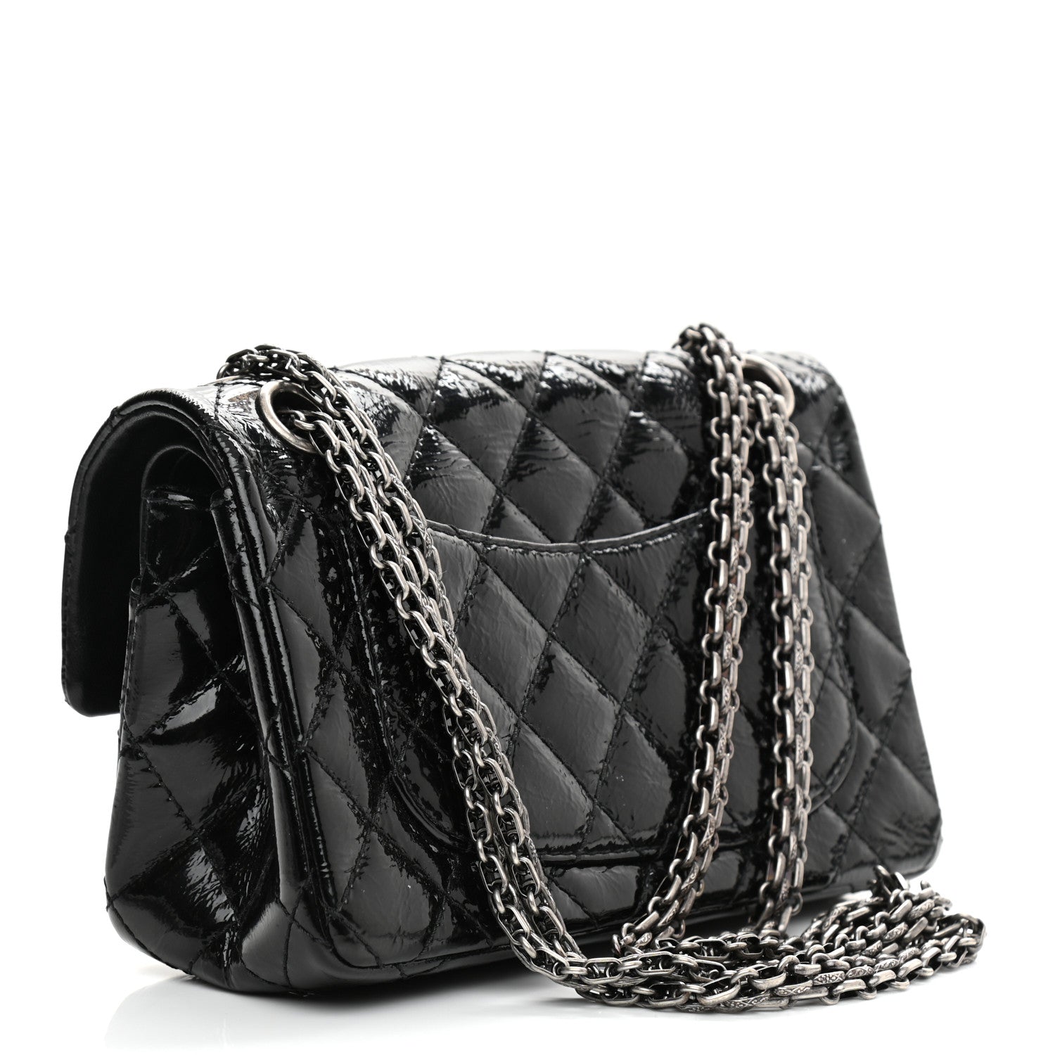 Chanel Crinkled Patent Quilted 2.55 Reissue 224 Flap Black 3 of 10