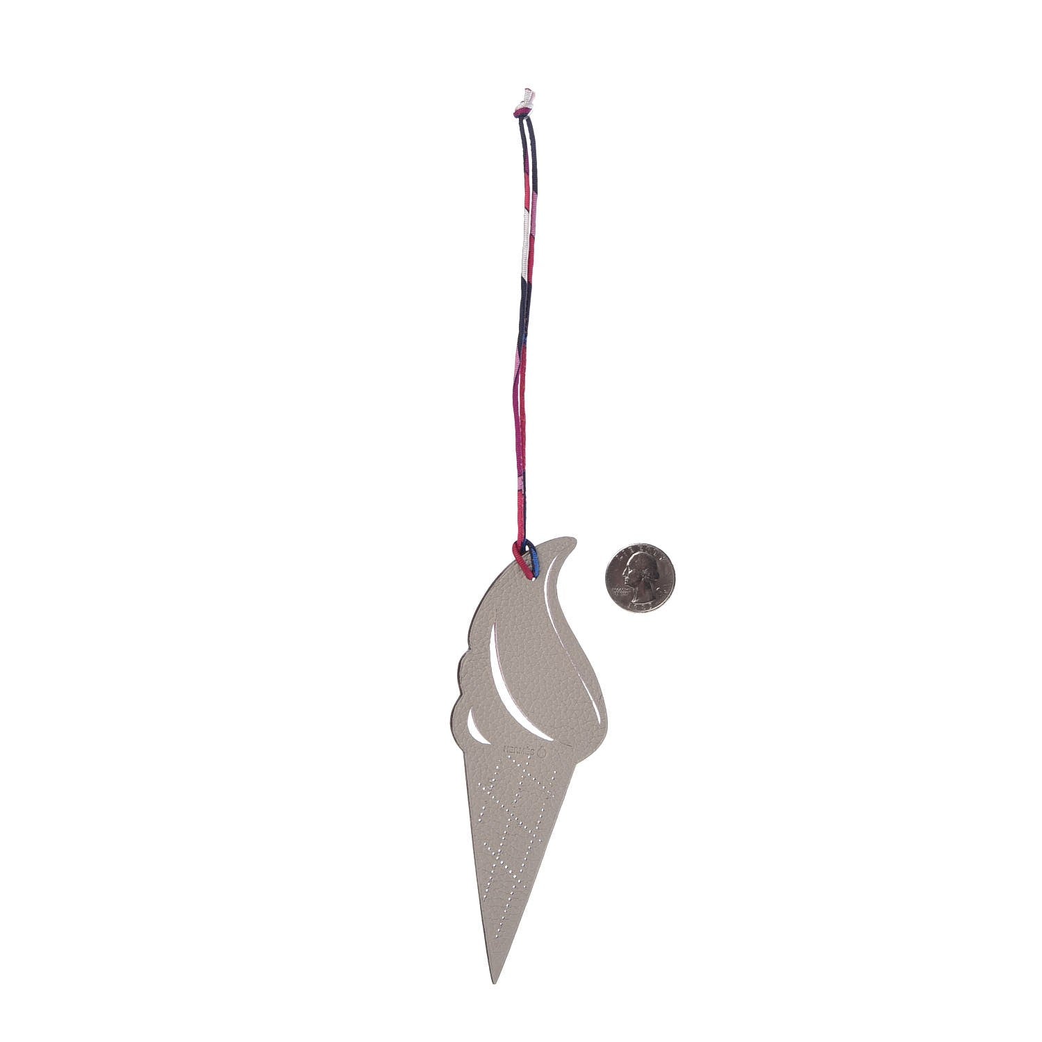 Hermes Epsom Togo Petit H Ice Cream Bag Charm Rose Confetti Gris Asphalte 2 of 4