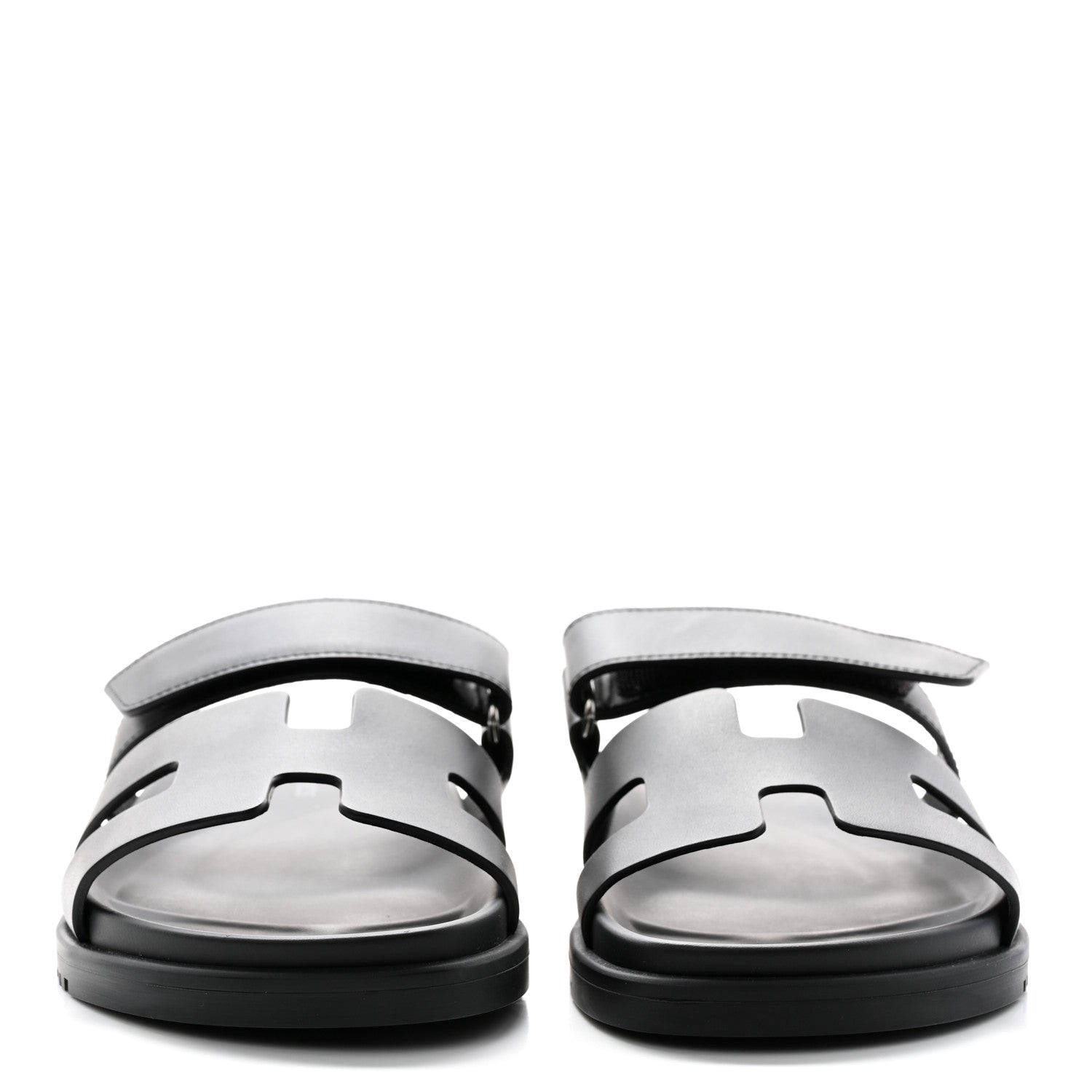 Hermes Calfskin Womens Chypre Sandals 37.5 Black 2 of 10