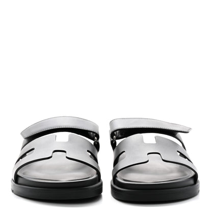Hermes Calfskin Womens Chypre Sandals 37.5 Black 2 of 10