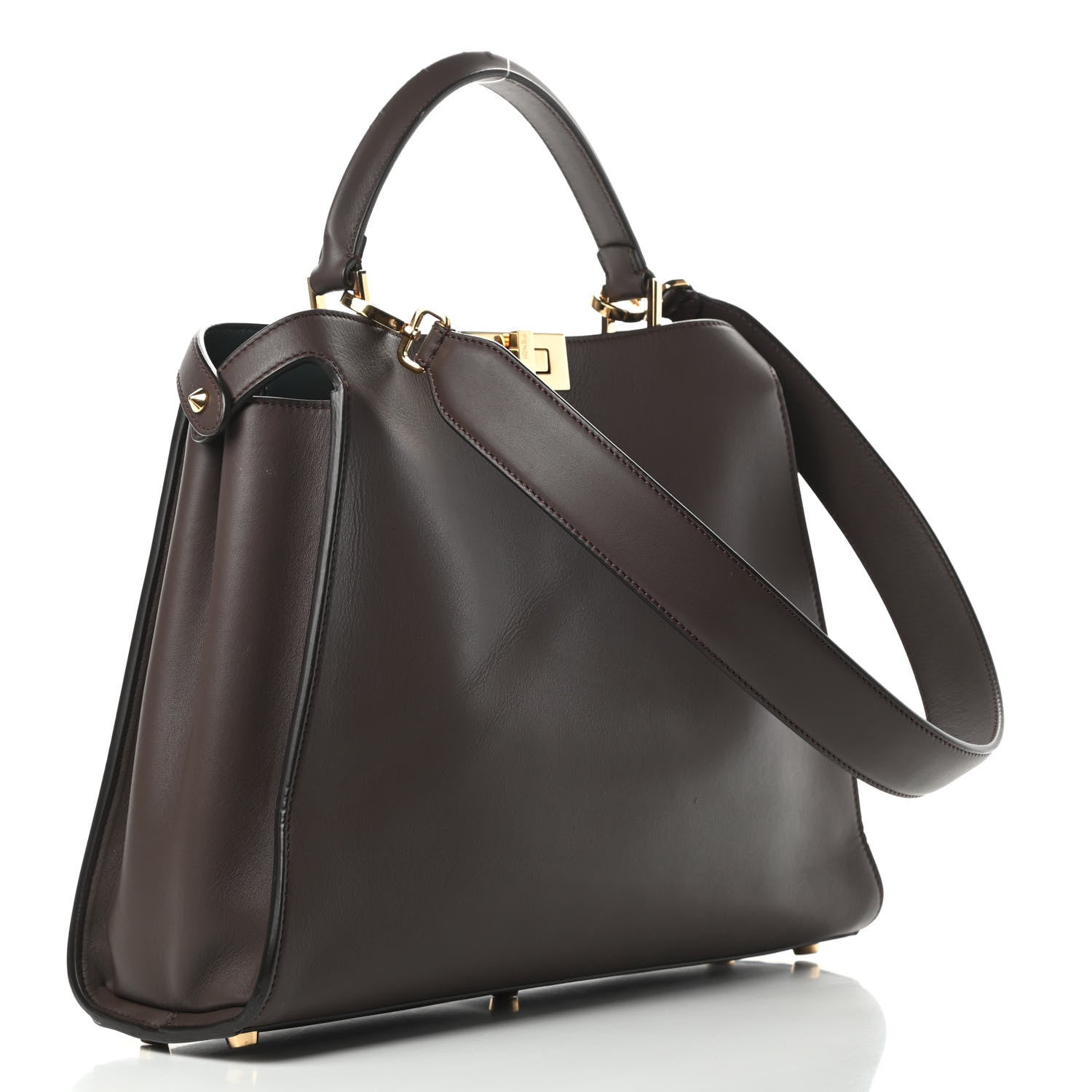 Fendi Vitello Large Peekaboo Iconic Essentially Satchel Brown Light Blue 4 of 16