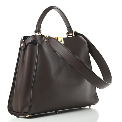 Fendi Vitello Large Peekaboo Iconic Essentially Satchel Brown Light Blue 4 of 16