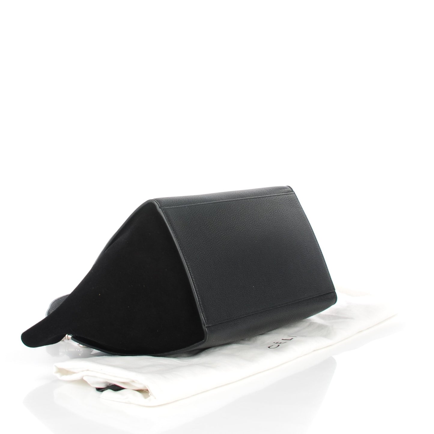 Drummed Calfskin Suede Medium Trapeze Black