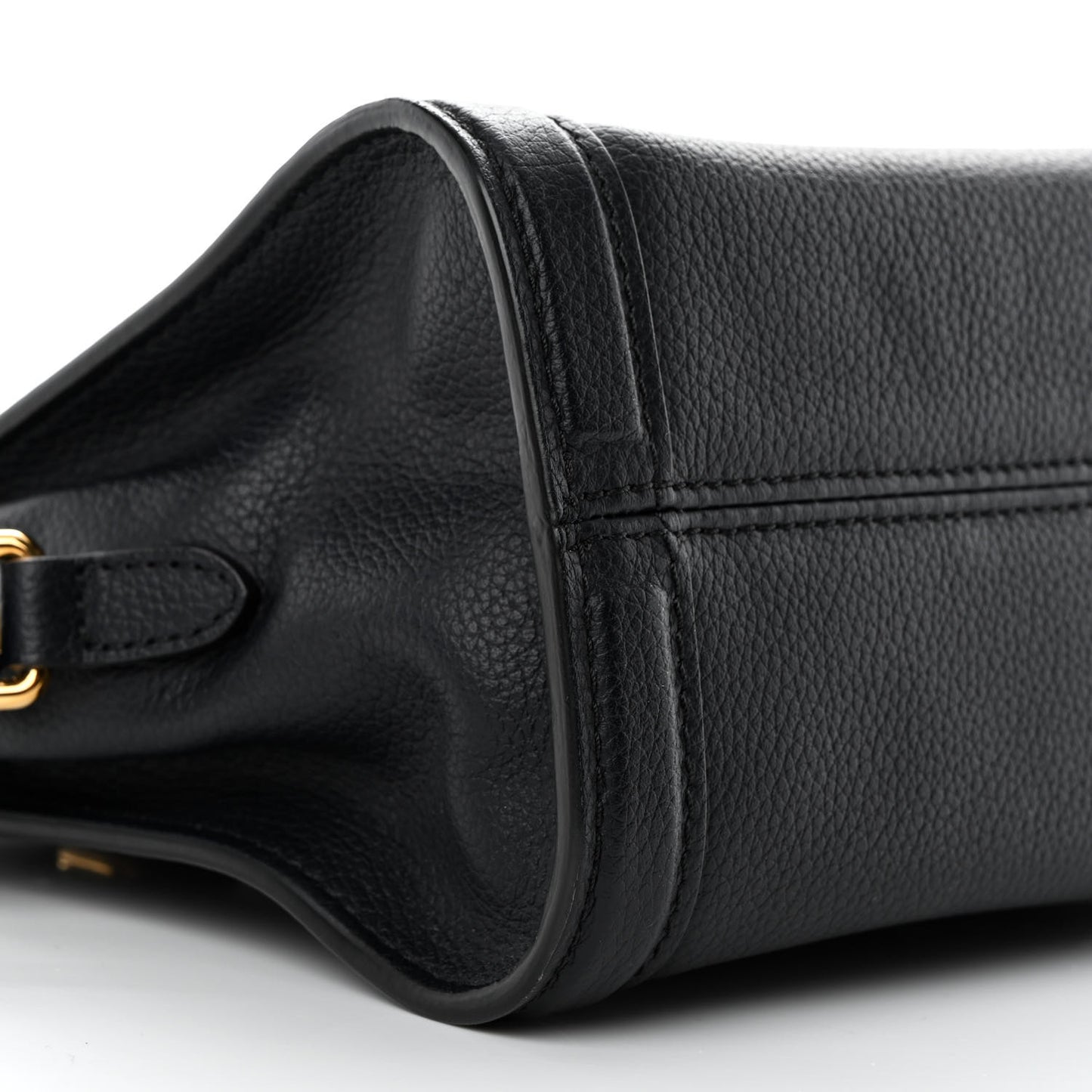 Pebbled Calfskin Mini Padlock Tote Black