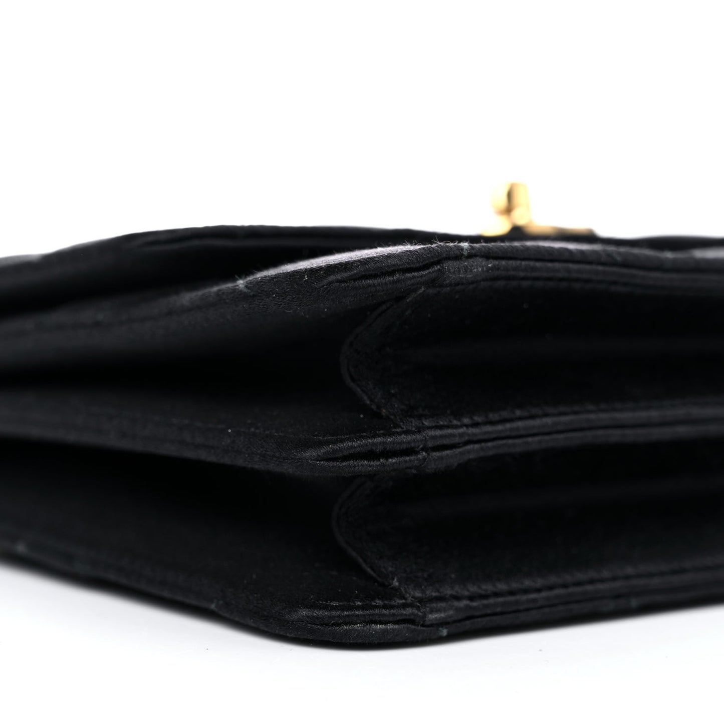 Satin Quilted Extra Mini Rectangular Flap Black