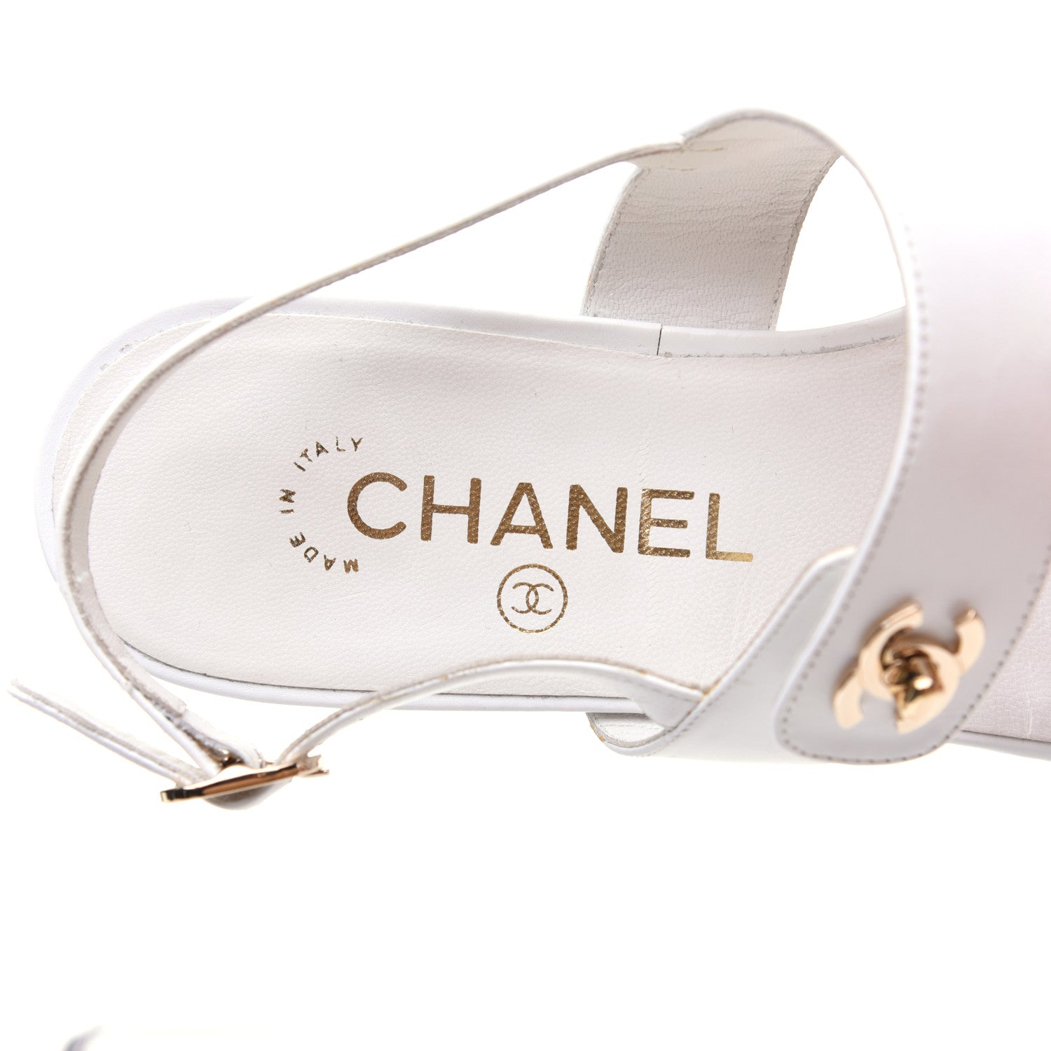 Chanel Lambskin CC Thong Sandals 37 White 6 of 20