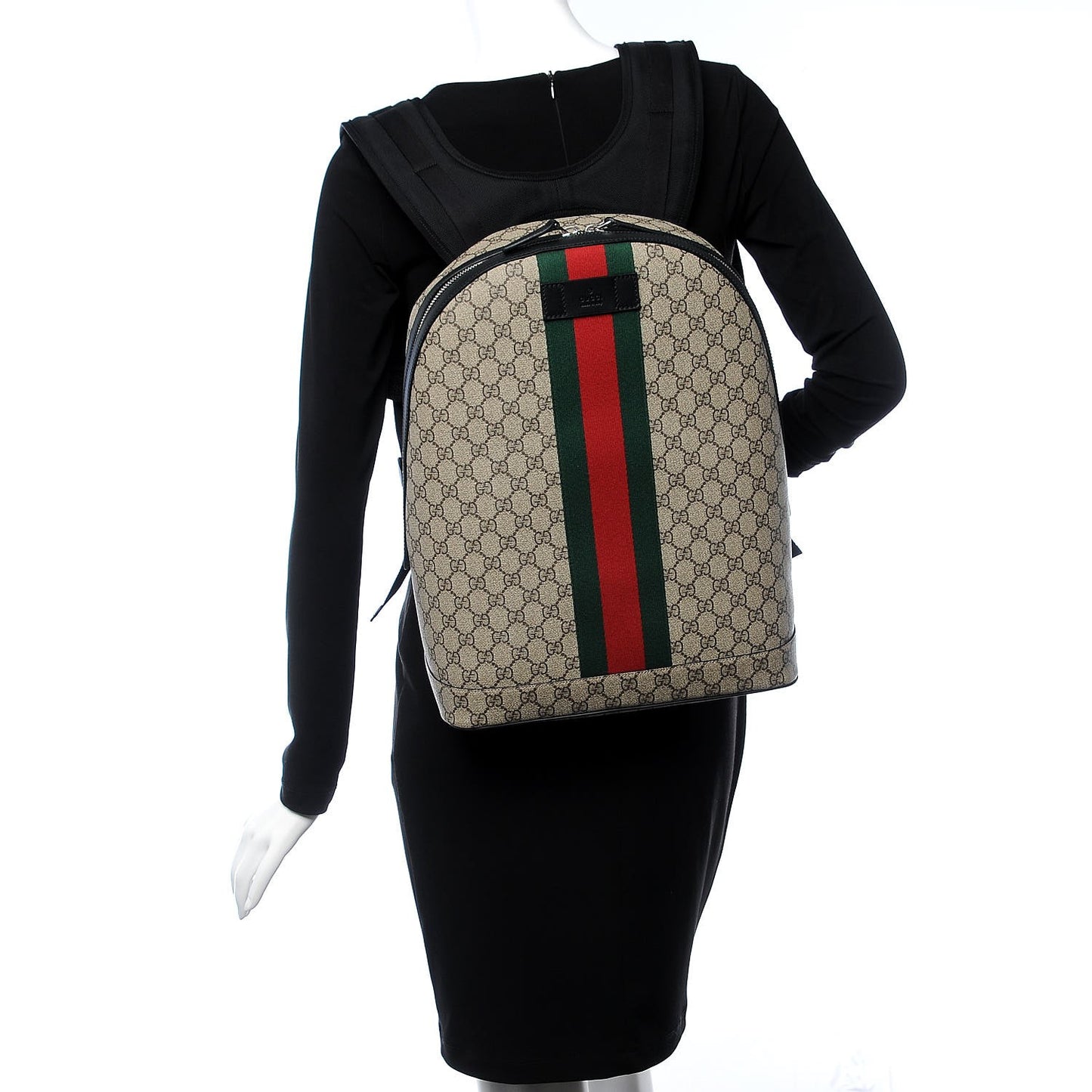 GG Supreme Monogram Web Dome Backpack Black