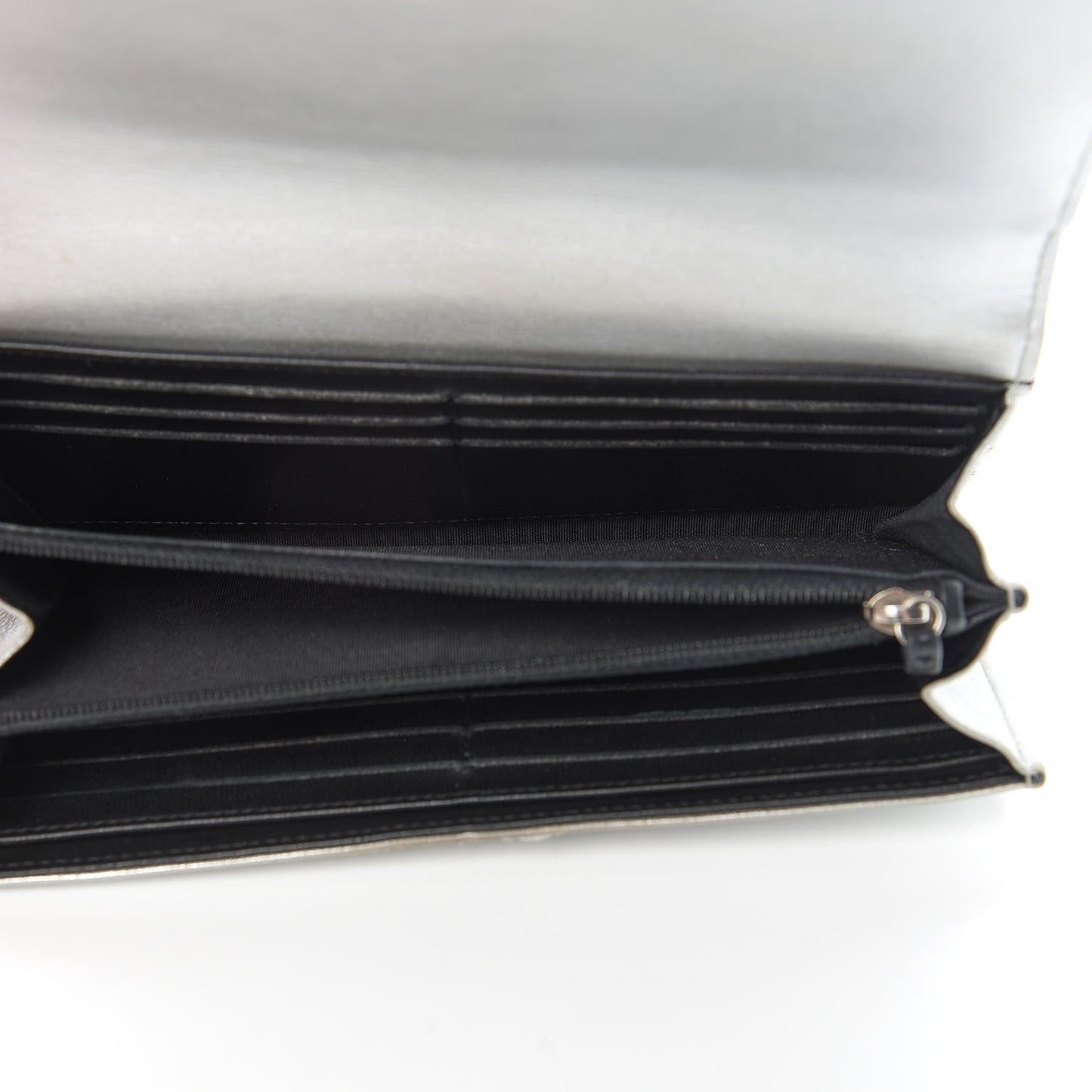 Lambskin Large CC Flap Wallet Silver
