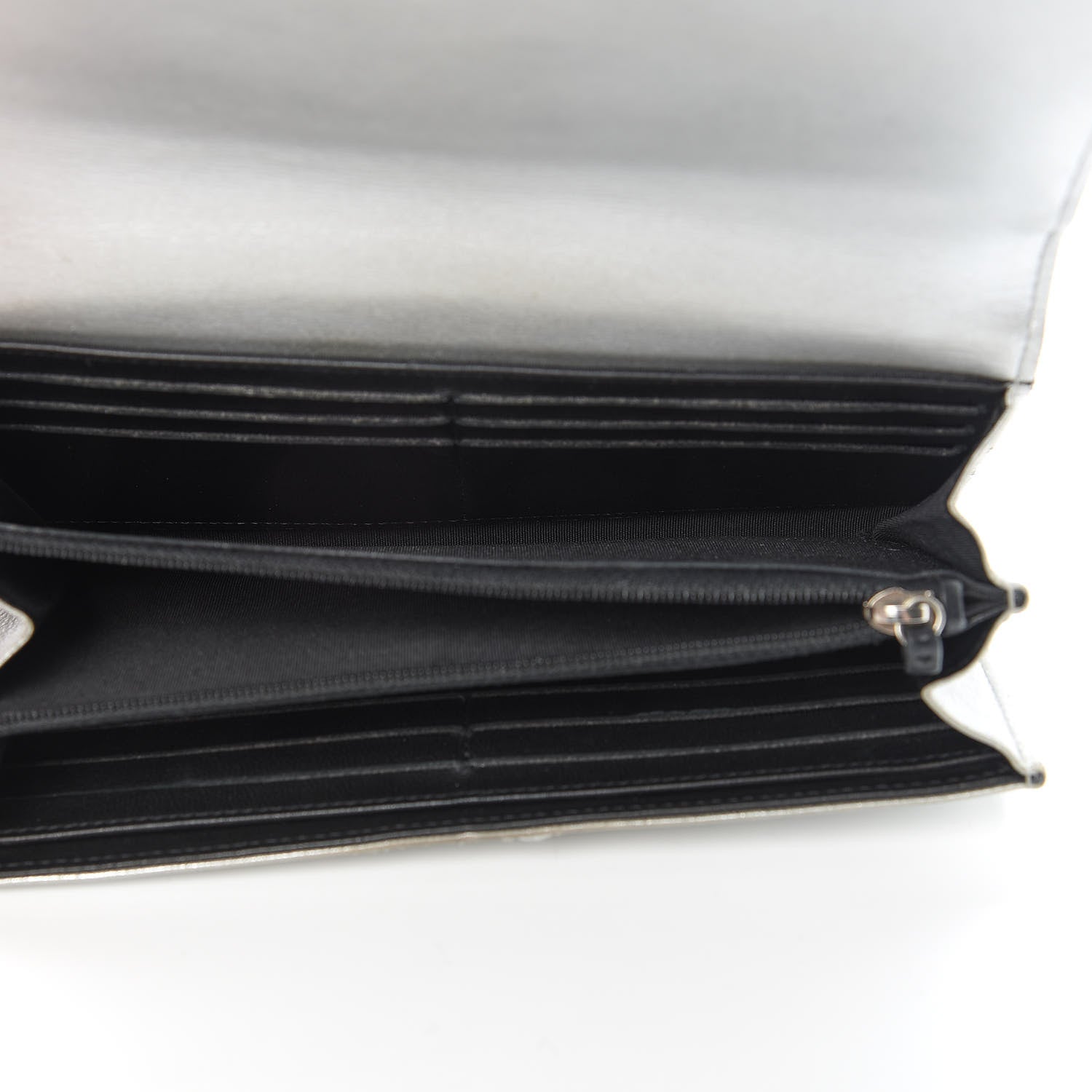 Chanel Lambskin Large CC Flap Wallet Silver 5 of 22