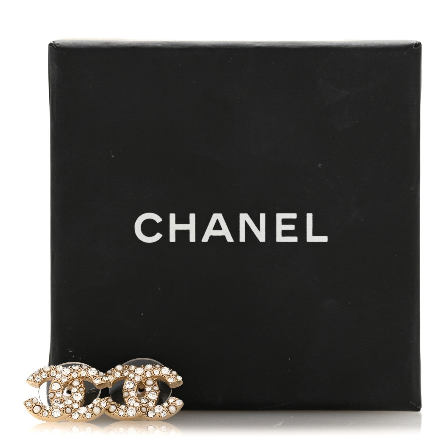 Chanel Pearl Crystal CC Earrings Gold 5 of 5