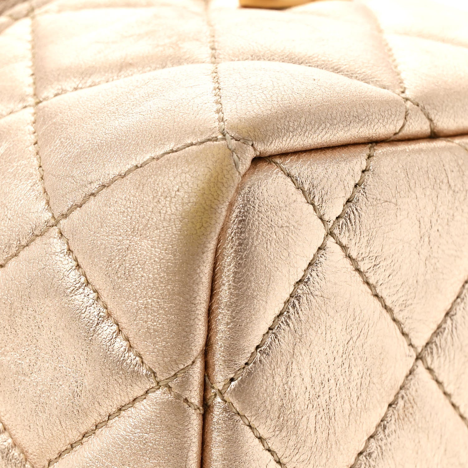 Chanel Metallic Lambskin Quilted Cube Chain Wristlet Case Gold 13 of 13