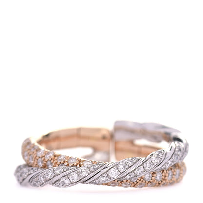 David Yurman 18K Rose White Gold Diamond Paveflex Two Row Ring 52 6 1 of 5