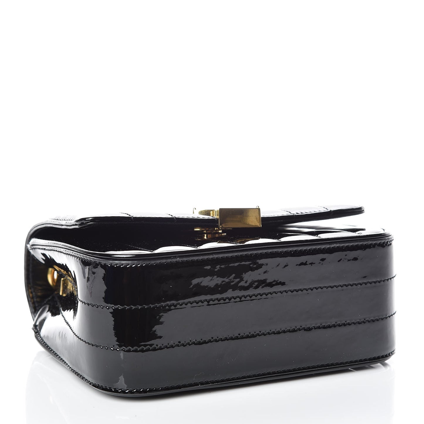 Patent Calfskin Matelasse Monogram Small Vicky Chain Bag Black