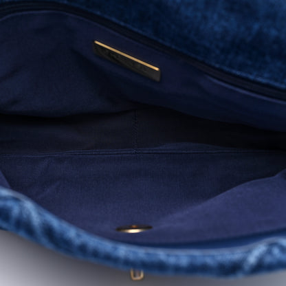 Chanel Denim Quilted Large Chanel 19 Flap Blue 5 of 10