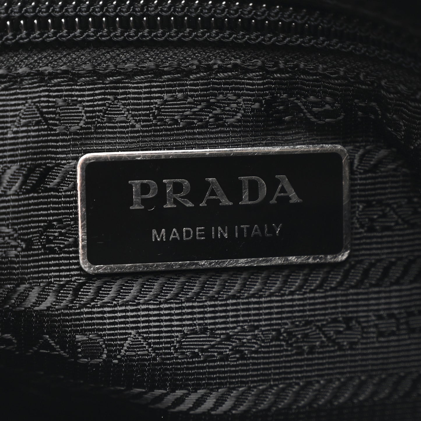 Re-Nylon Vela Saffiano Pocket Double Zip Shoulder Bag Black